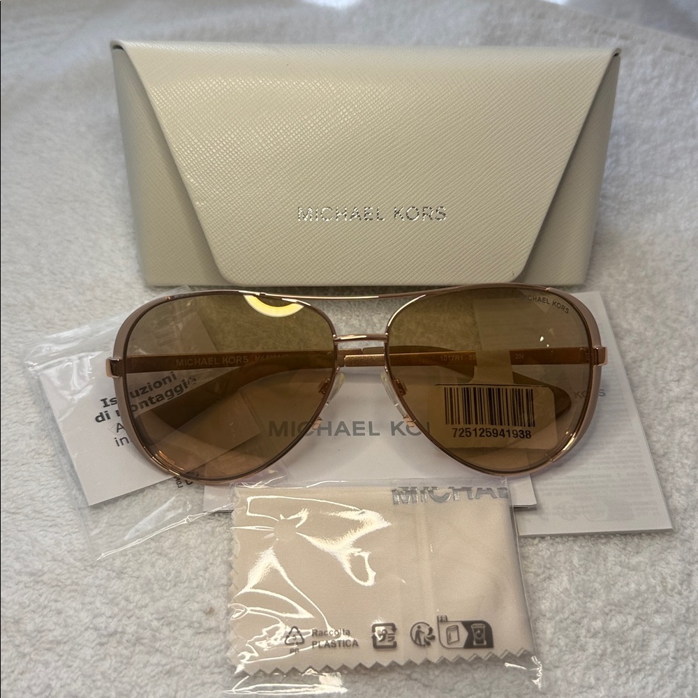 Michael Kors MK 5004 Chelsea T 1017R1 59[]13 Gold Aviator Sunglasses W/Case